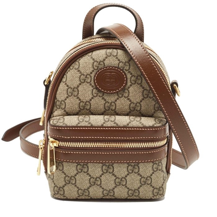 Gucci GG Supreme canvas shoulder bag in beige with Interlocking G